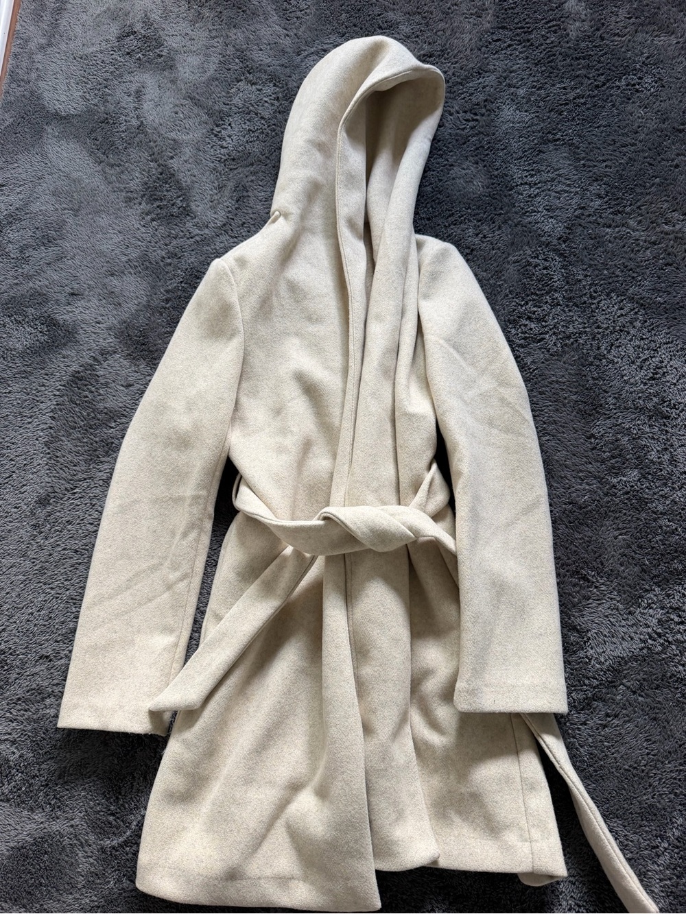 Fashion Nova Women's Hooded Wrap Trench Coat in Cream
